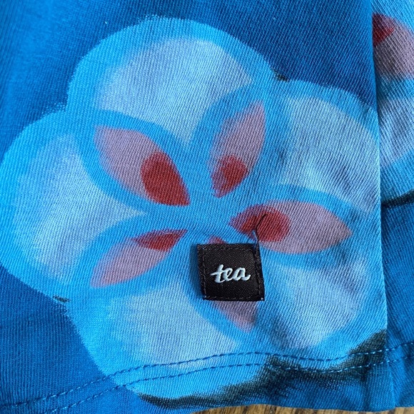 Tea Collection blue floral ruffle collar ballet long sleeve dress, size 2. - Picture 9 of 12